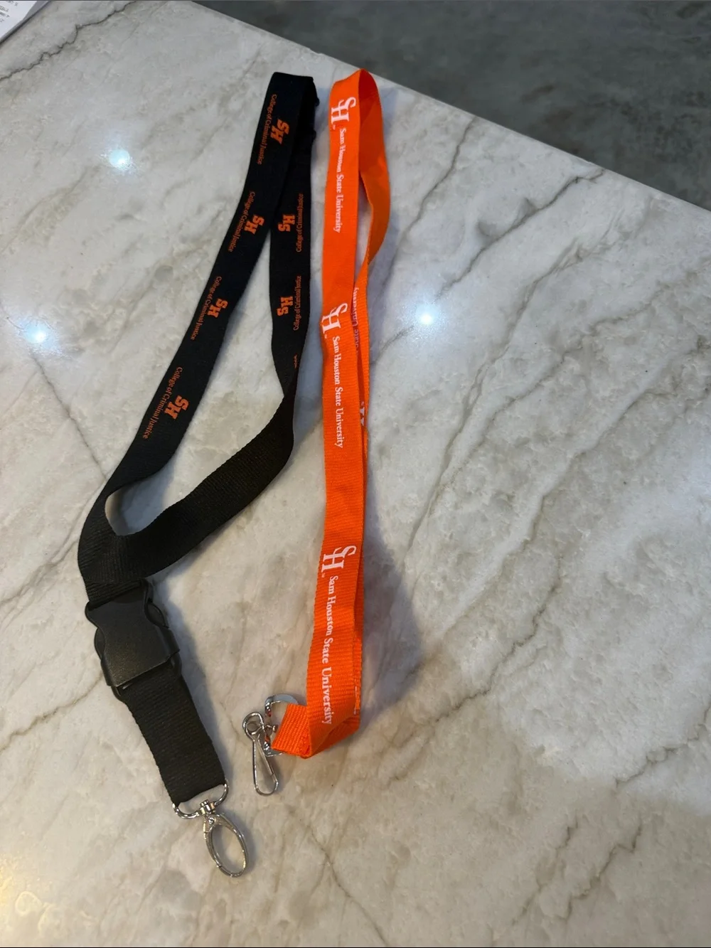 University Branded Black & Orange Lanyards with Clips